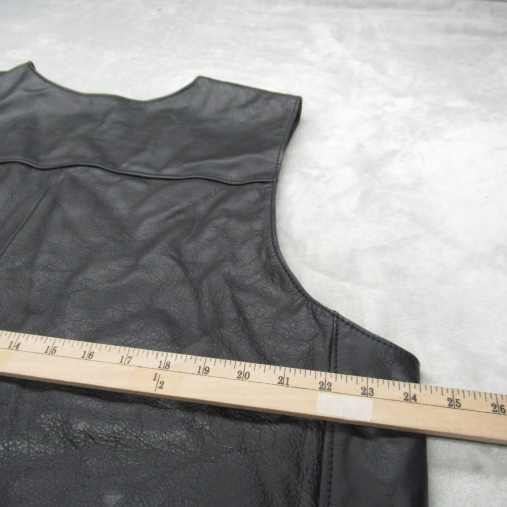 Harley Davidson Vest Mens XL Long Black Leather Motorcycle Heavyweight USA VTG‎ - Picture 11 of 12